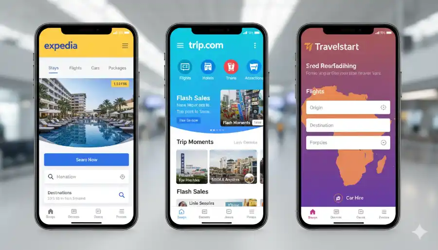 Expedia vs Trip.com vs Travelstart comparison